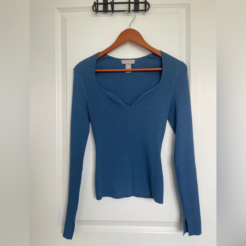 Blue Ribbed Long Sleeve